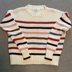 Evereve Women's Cropped Striped 100% Cotton Sweater, size XS